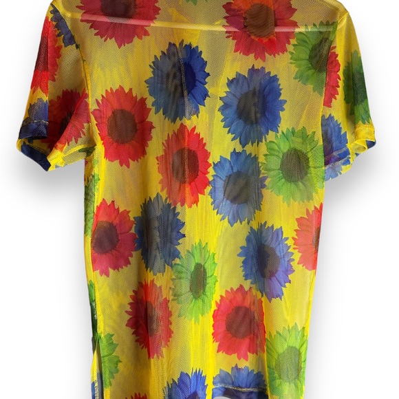 UNIF Mesh Floral Button Up Flower Daisy Shirt Size XS Women’s Trendy Festival - Picture 2 of 6